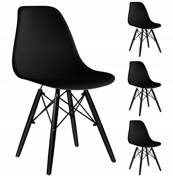 Zestaw 4 szt krzesło nowoczesne milano 46x82x53 cm Black DSW czarne na czarnych nogach do jadalni lub salonu  0 Full Screen