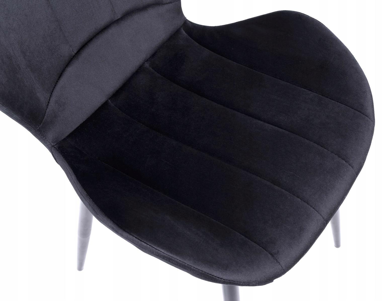 Krzesło welurowe 50x88x57 cm profilowane fotel SHELBY VELVET czarne czarne nóżki do jadalni lub salonu 6 Full Screen