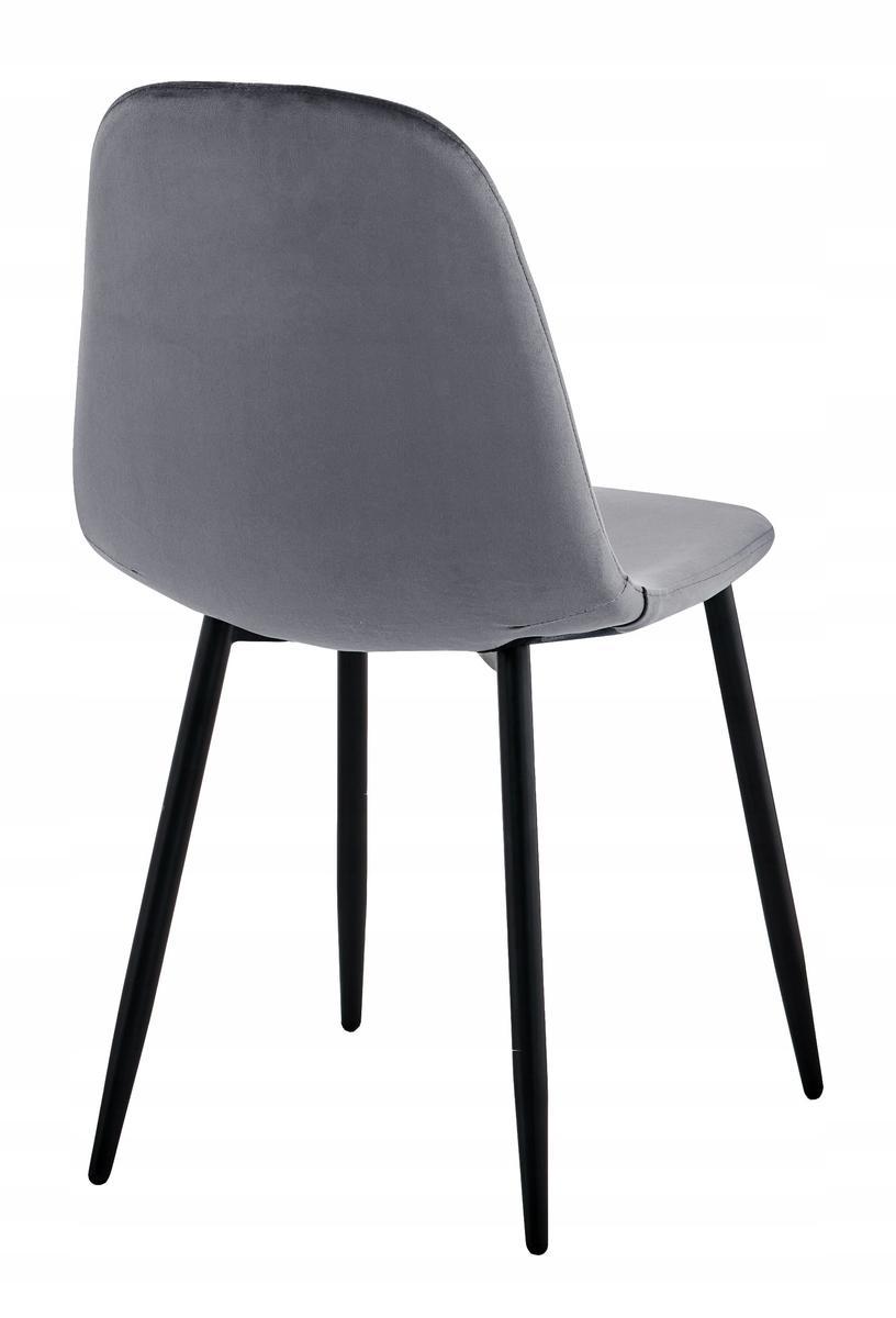 Krzesło welurowe 43x83x52 cm profilowane pikowane Orlando Velvet szare czarne nóżki do jadalni lub salonu  5 Full Screen