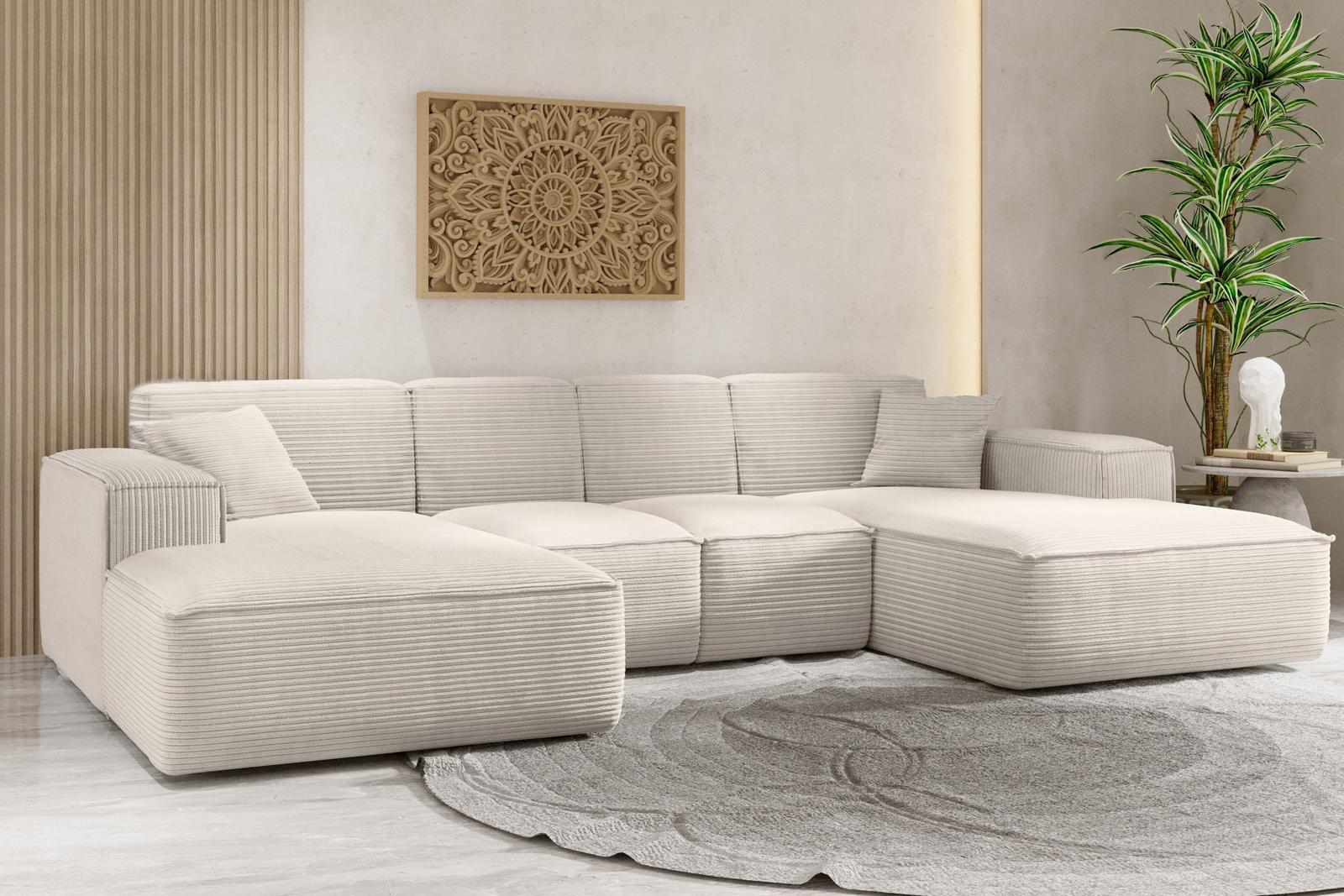 Sofa U SIENA LARGE 344x73x165 cm w kształcie U bez funkcji spania do salonu kremowa 1 Full Screen