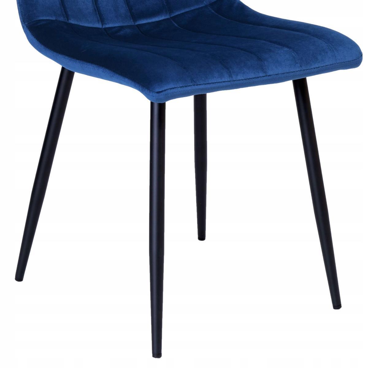 Krzesło FRESNO VELVET 45x89x40 cm tapicerowane niebieski aksamit czarne nóżki do jadalni lub salonu  7 Full Screen