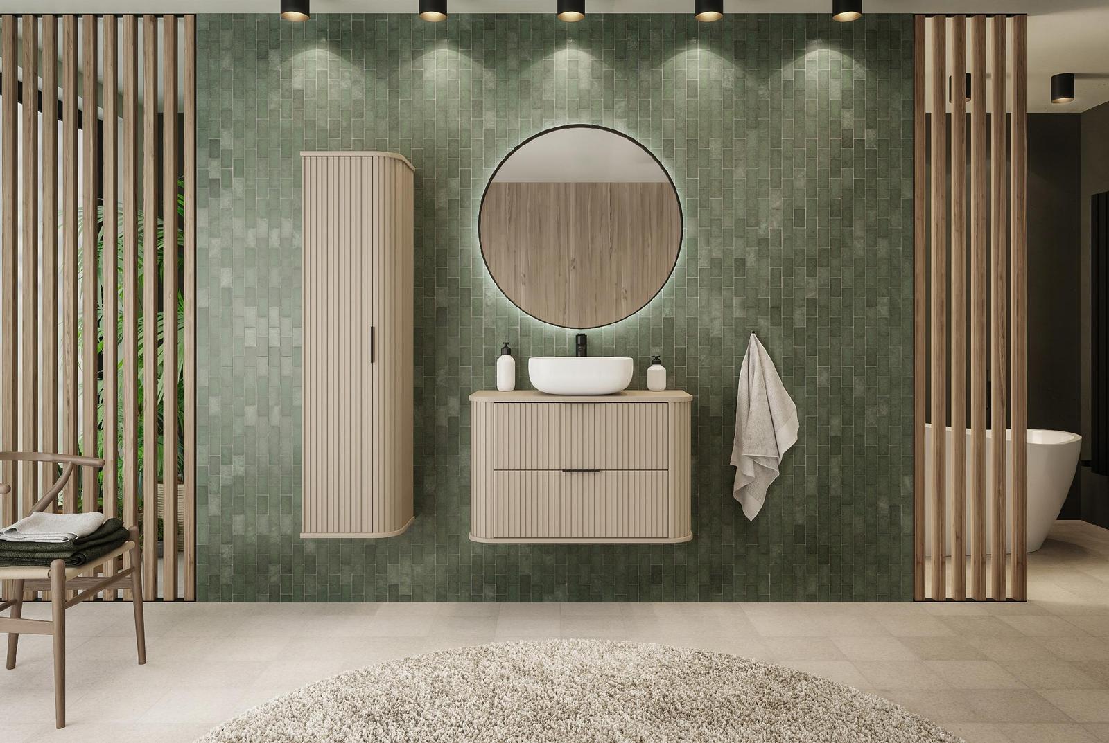 Szafka łazienkowa 139 cm kaszmirowy słupek wiszący  ryflowany styl glamour do łazienki  2 Full Screen