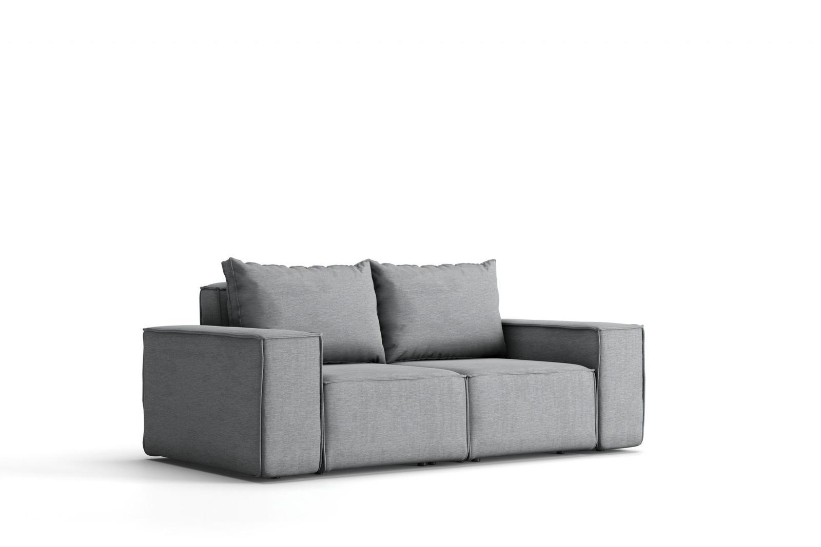 Sofa ogrodowa SONNE 180x73x88 cm dwuosobowa wodoodporna UV + 2 poduszki na taras do ogrodu beżowa 2 Full Screen