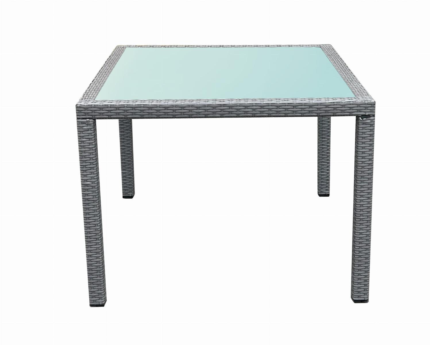 Stół z szarego technorattanu 100 x 100 cm do ogrodu lub taras  0 Full Screen