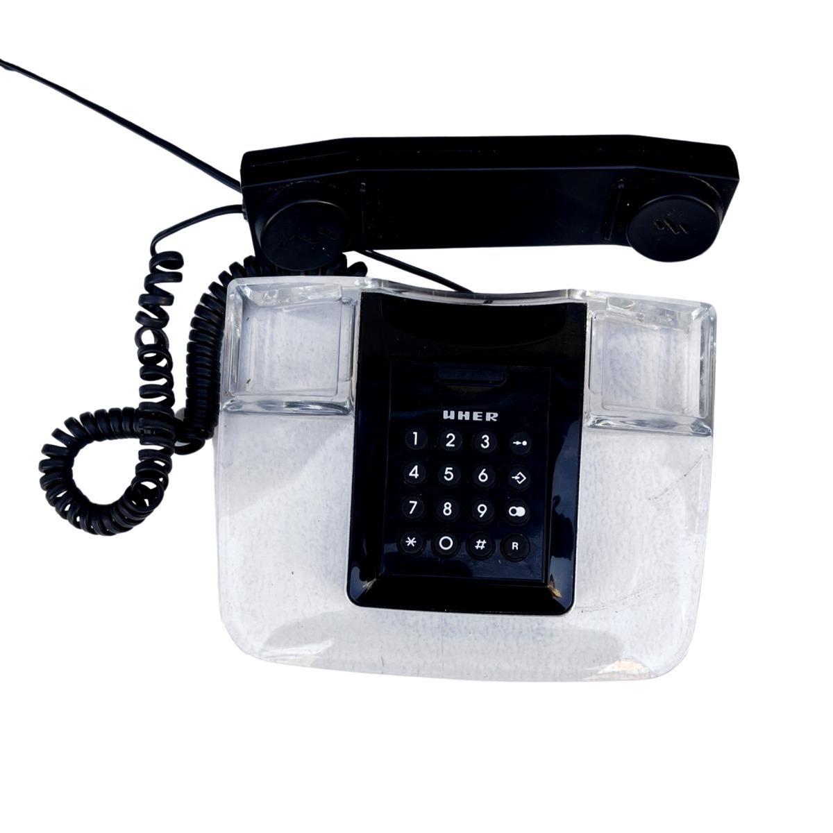 Włoski modernistyczny telefon stacjonarny z plexi, Decko, lata 90. 4 Full Screen
