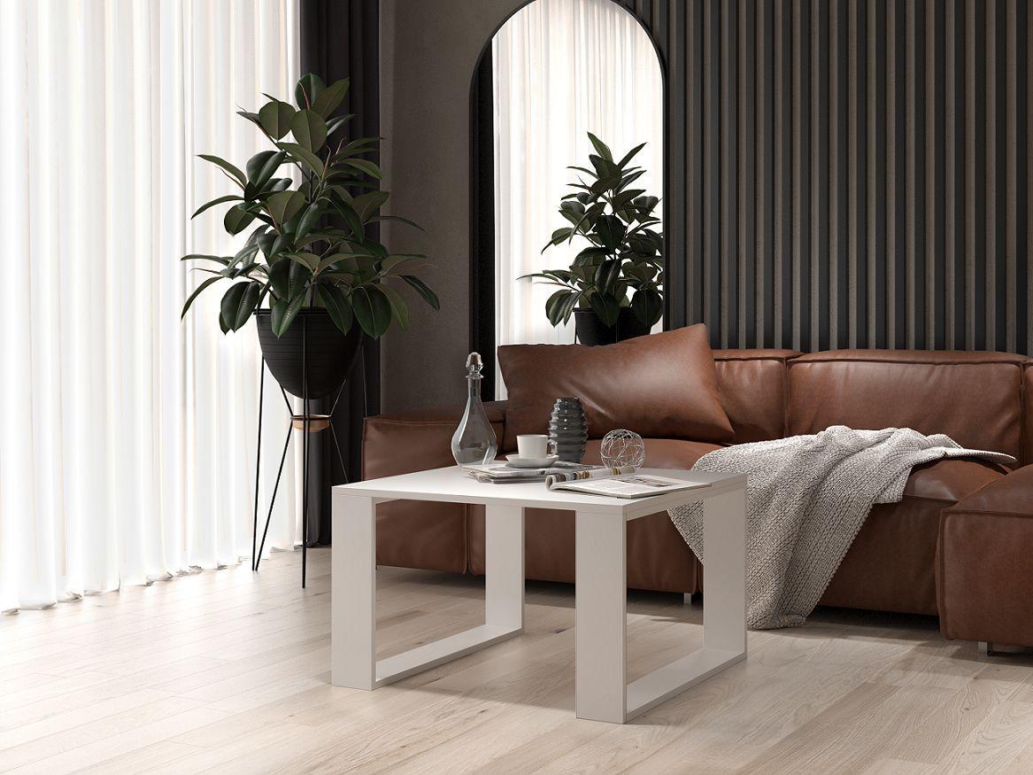 Stolik kawowy 67x67x40 cm klasyczny biały ława loft Modern Mini do salonu 1 Full Screen