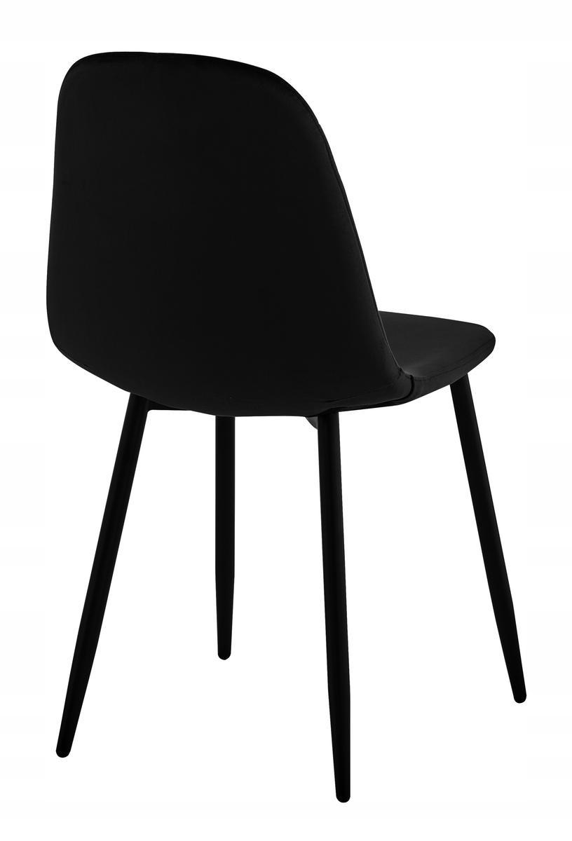 Krzesło welurowe 43x83x52 cm profilowane pikowane Orlando Velvet czarne czarne nóżki do jadalni lub salonu  3 Full Screen