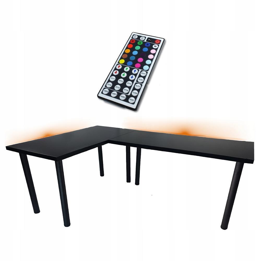 Biurko gamingowe 180x75x60 cm czarne narożne stół stabilne do pokoju gracza 0 Full Screen