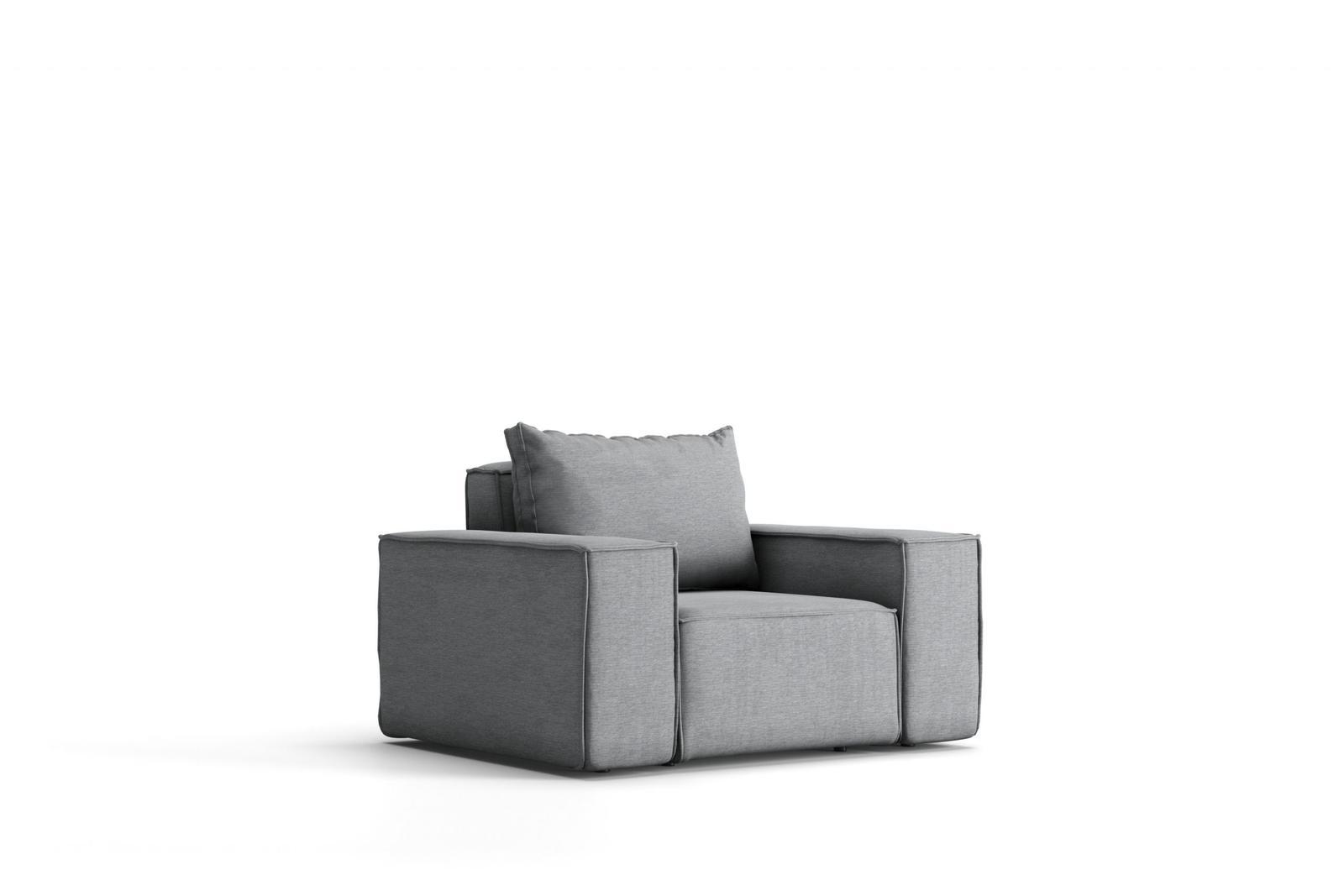 Sofa jednoosobowa SONNE 115x73x88 cm wodoodporna UV do ogrodu + poduszka jasnoszara 2 Full Screen