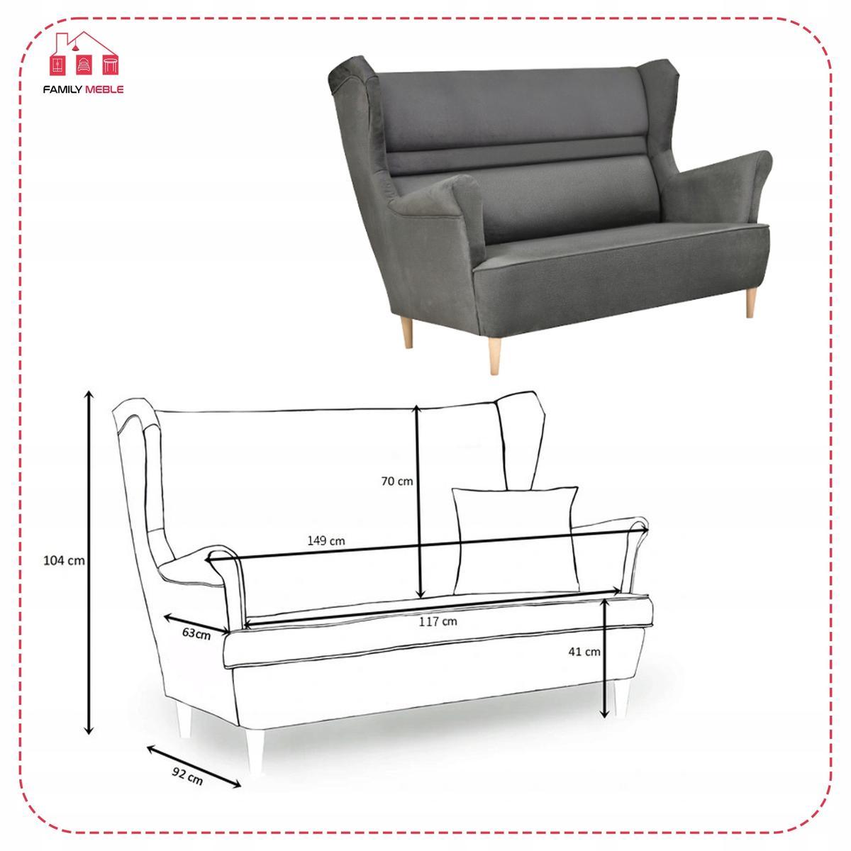 Zestaw wypoczynkowy ZOJA sofa + 2 fotele grafitowe do salonu  4 Full Screen