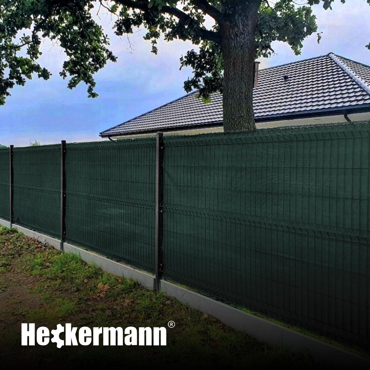 Siatka cieniująca maskująca na płot 90% 1,5x25m Heckermann - Zielona + Opaski 100szt 4 Full Screen