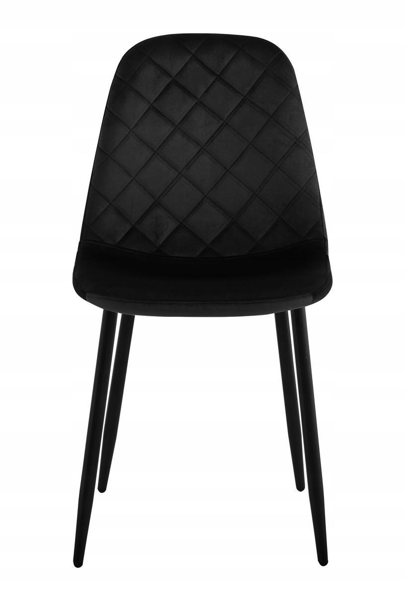Krzesło welurowe 43x83x52 cm profilowane pikowane Orlando Velvet czarne czarne nóżki do jadalni lub salonu  6 Full Screen