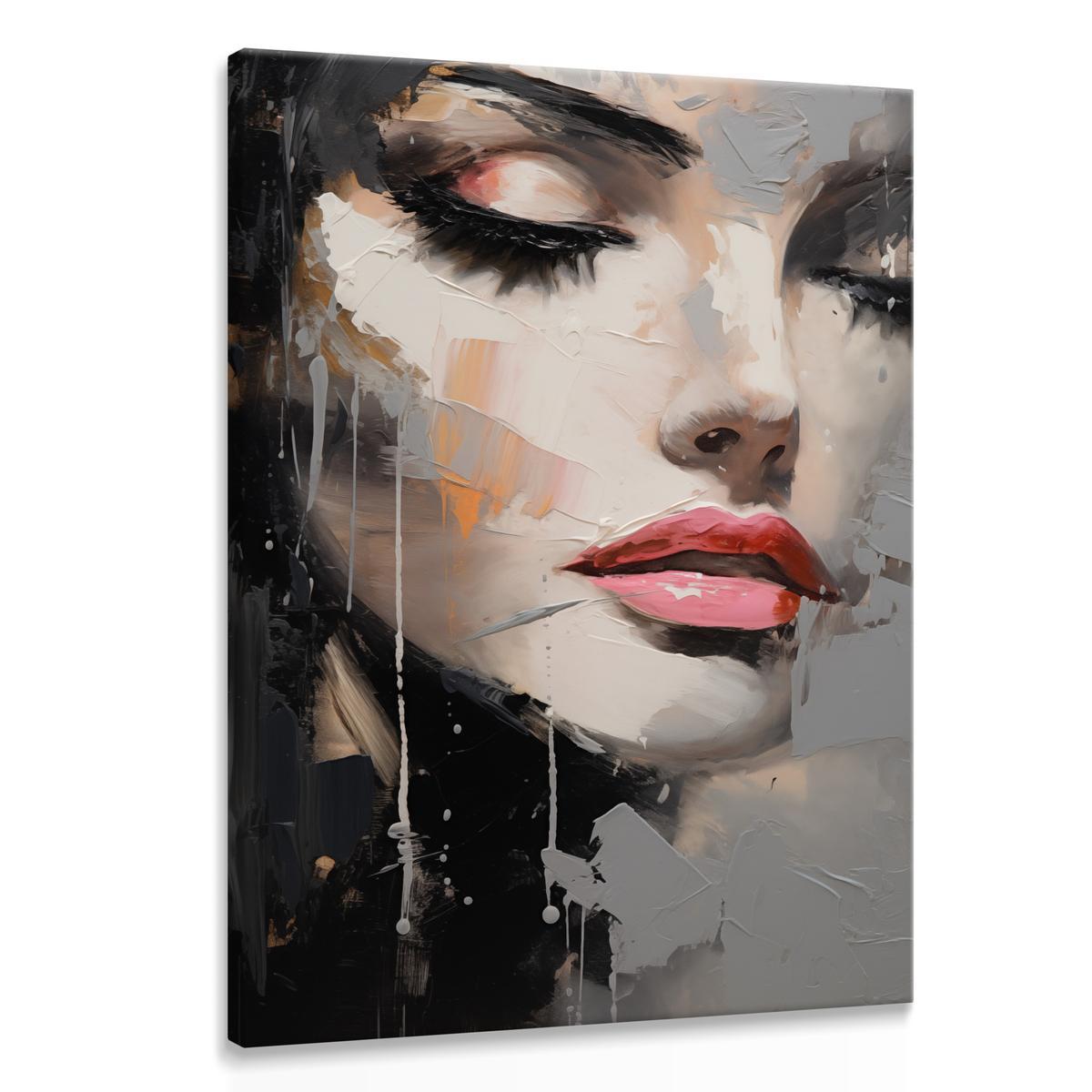 Obraz Canvas Nowoczesny PORTRET Kobieta Usta Abstrakcja 80x120cm 0 Full Screen