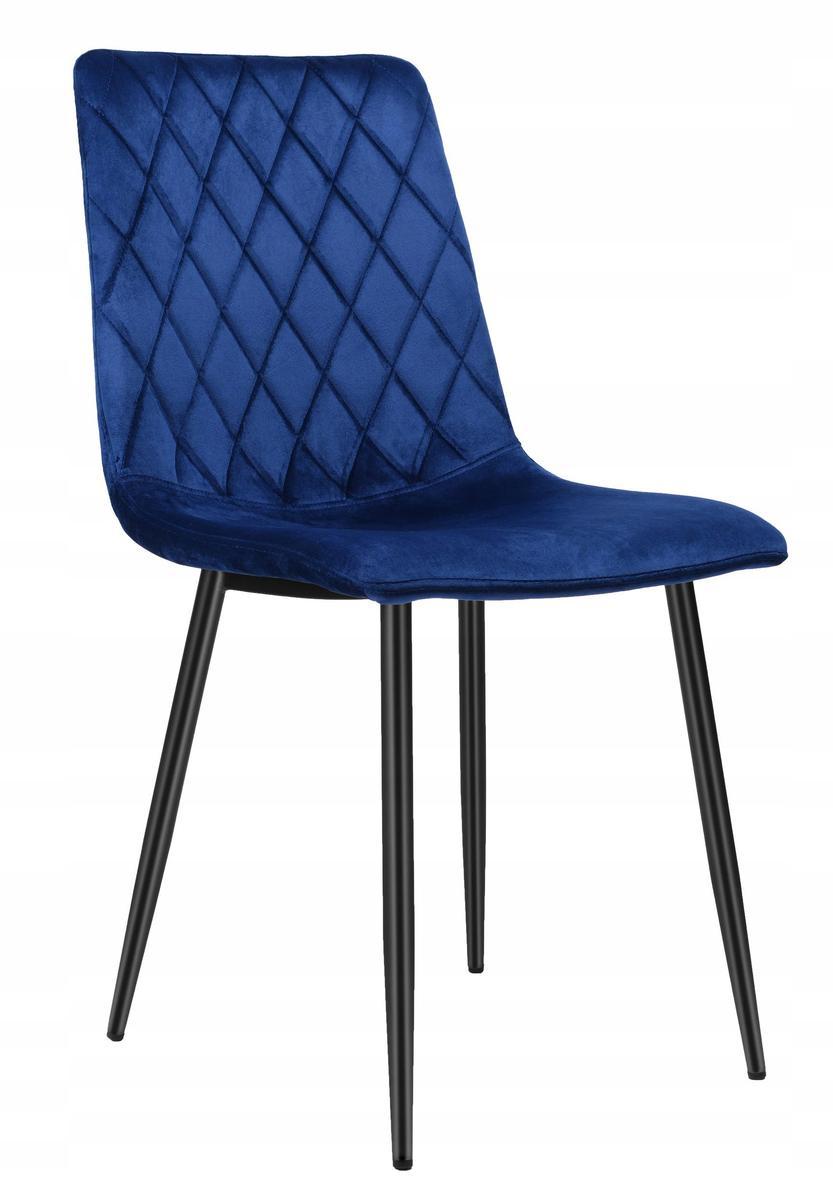 Krzesło tapicerowane Dexter Velvet 45x89x54 cm granatowy na czarnych nóżkach do jadalni lub salonu  1 Full Screen