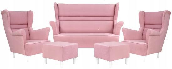 Zestaw wypoczynkowy ZOJA sofa + 2 fotele pudrowy róż do salonu  0 Full Screen