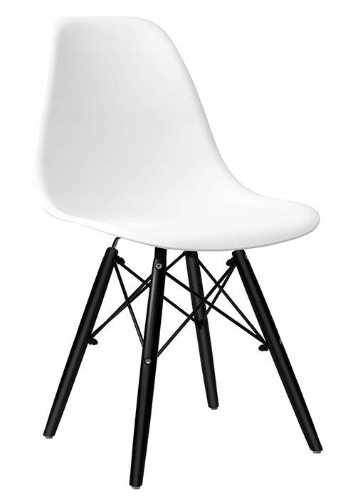 Zestaw 4 szt krzeseł 46x82x53 cm nowoczesne milano black dsw białe, nogi czarne do jadalni lub salonu 1 Full Screen