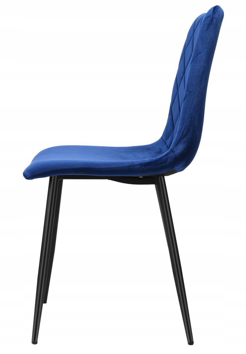 Krzesło tapicerowane Dexter Velvet 45x89x54 cm granatowy na czarnych nóżkach do jadalni lub salonu  2 Full Screen