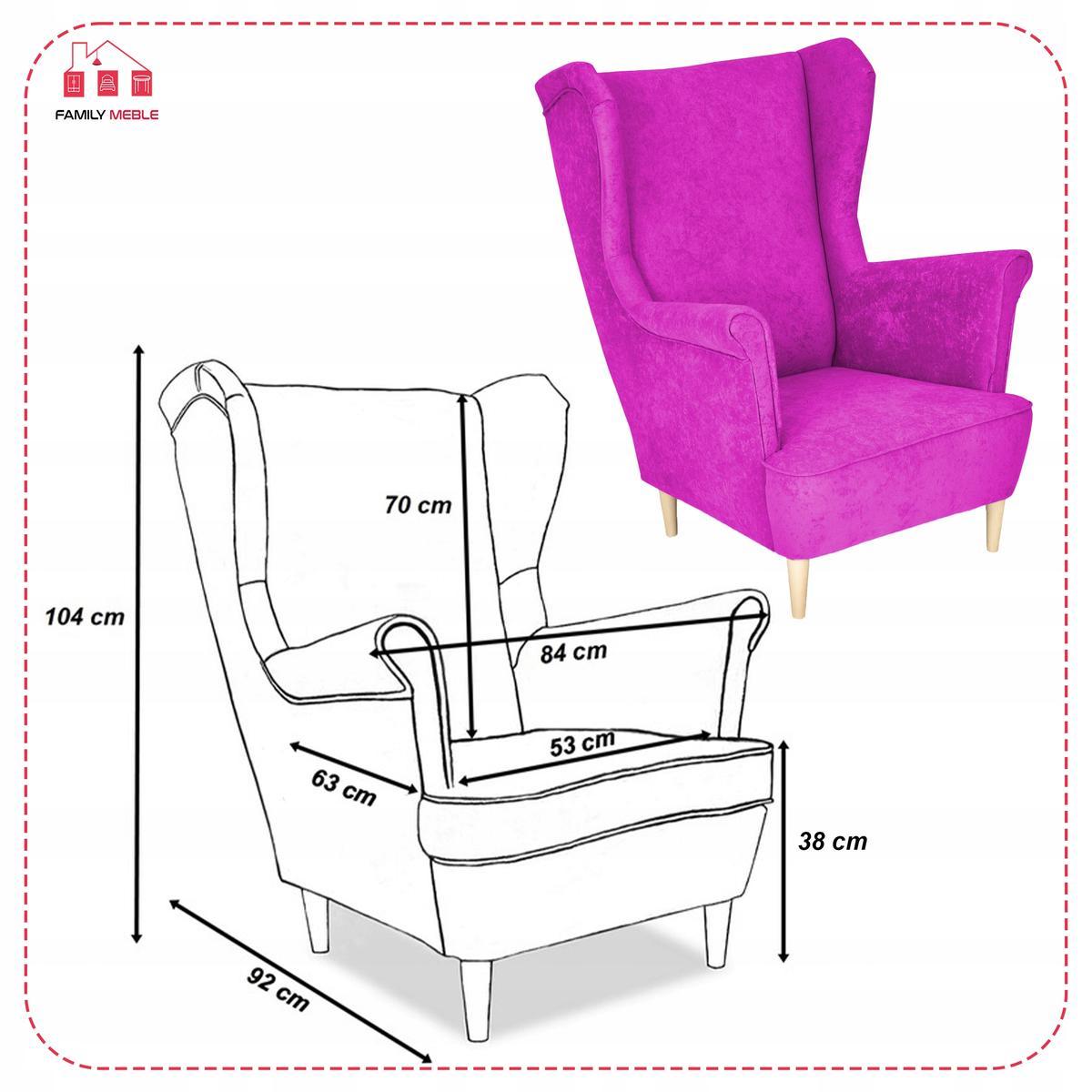 Ekskluzywny Fotel MAX: Różowy Welur, 104 cm! 5 Full Screen