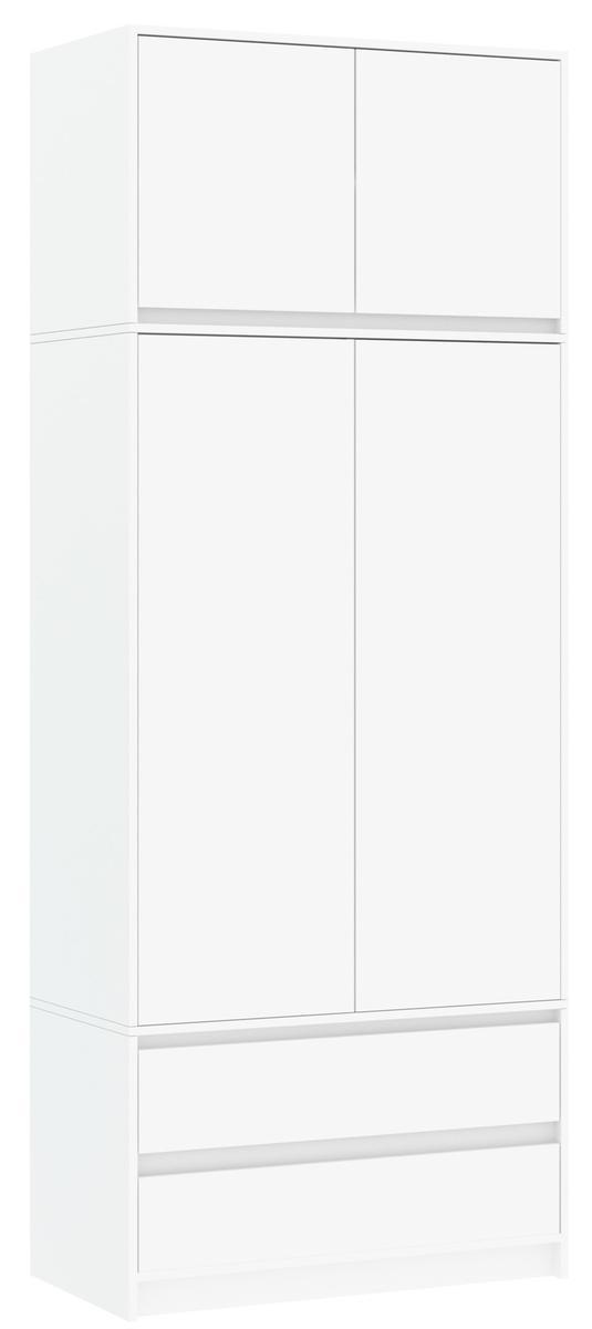 Szafa dwudrzwiowa z nadstawką 234x90 cm biała z szufladami do sypialni lub salonu  0 Full Screen