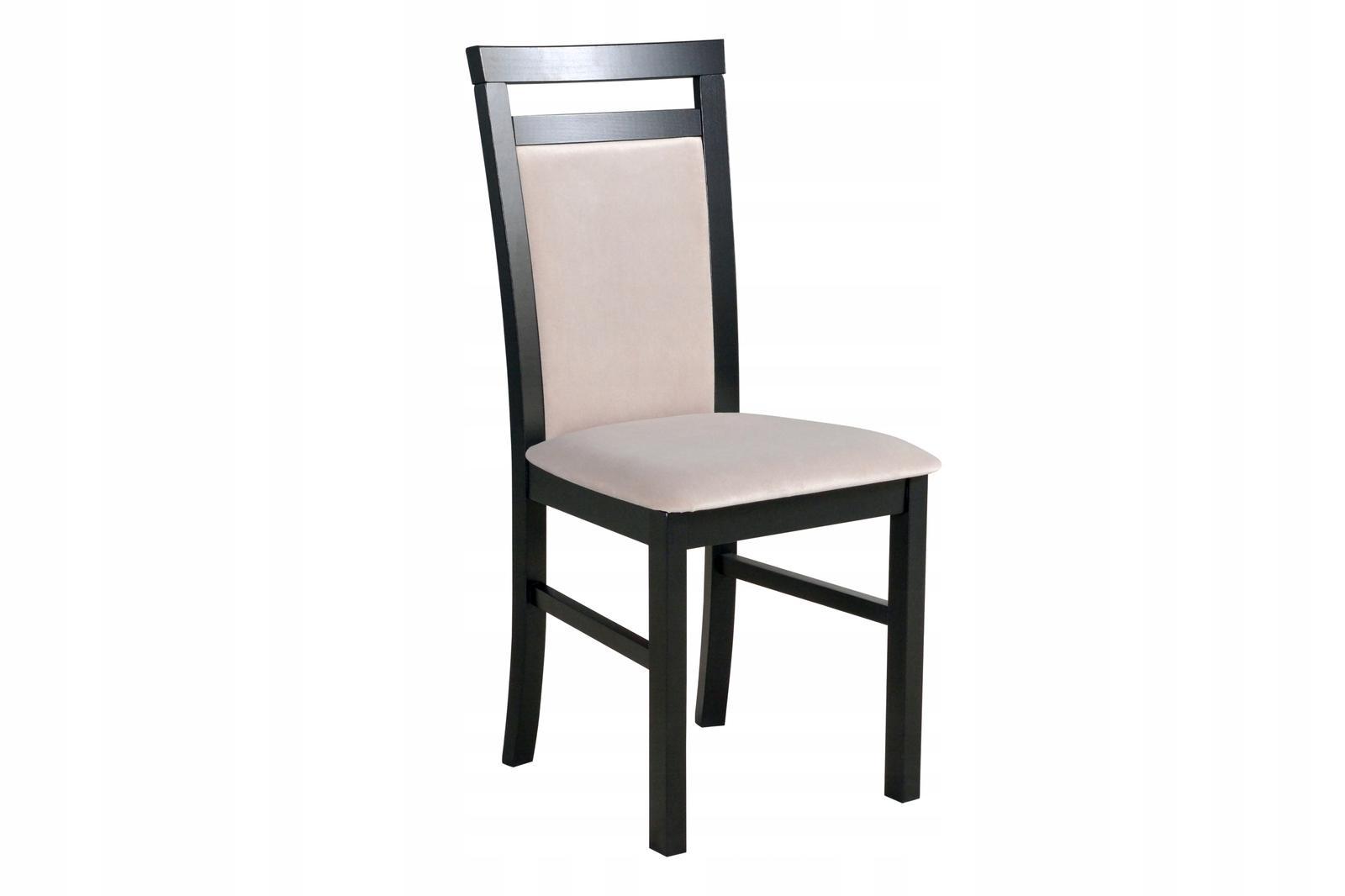 Krzesło M-5 43x93x40 cm drewniane do kuchni salonu białe drewno/szare obicie 3 Full Screen