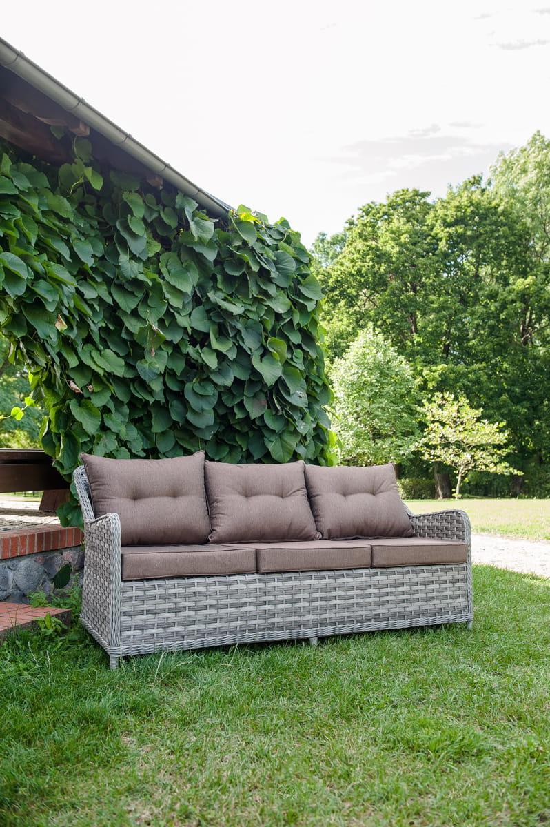 Sofa ogrodowa DIVINO 76x83x191 cm z technorattanu 3 osobowa do ogrodu taras szary 3 Full Screen
