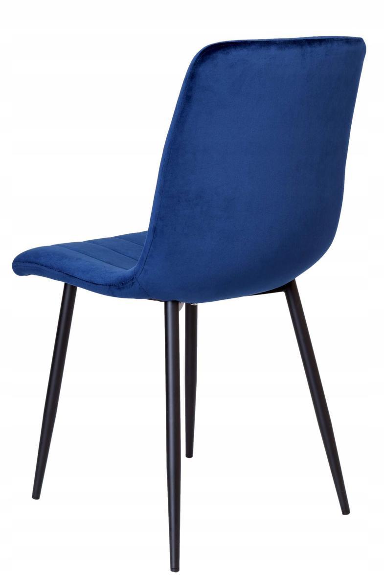 Krzesło FRESNO VELVET 45x89x40 cm tapicerowane niebieski aksamit czarne nóżki do jadalni lub salonu  3 Full Screen