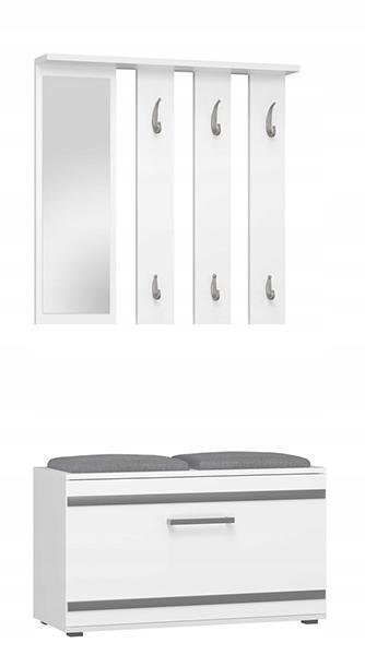 Garderoba OPAL II 85x45x35 cm biała lustro wieszaki do przedpokoju 0 Full Screen