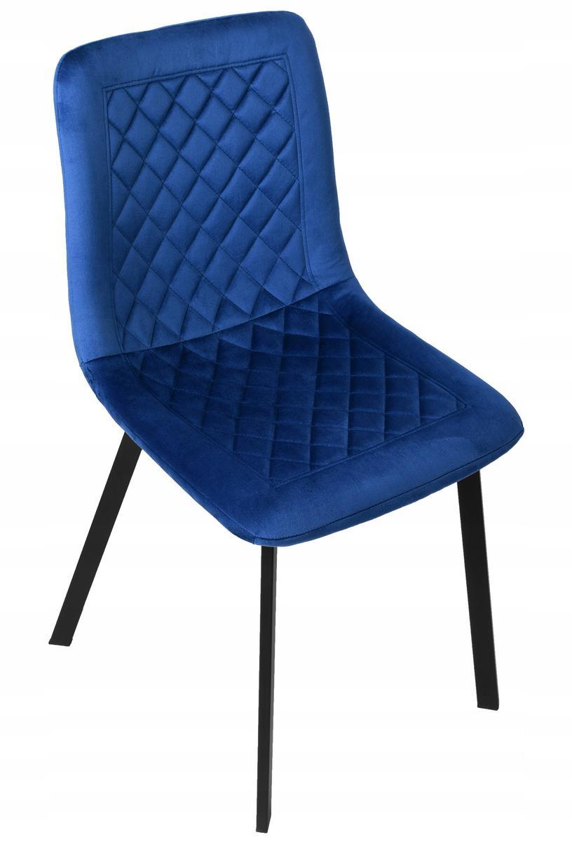 Krzesło welurowe CURTIS VELVET 44x88x41 cm tapicerowane granatowy aksamit czarne nóżki do jadalni lub salonu 5 Full Screen