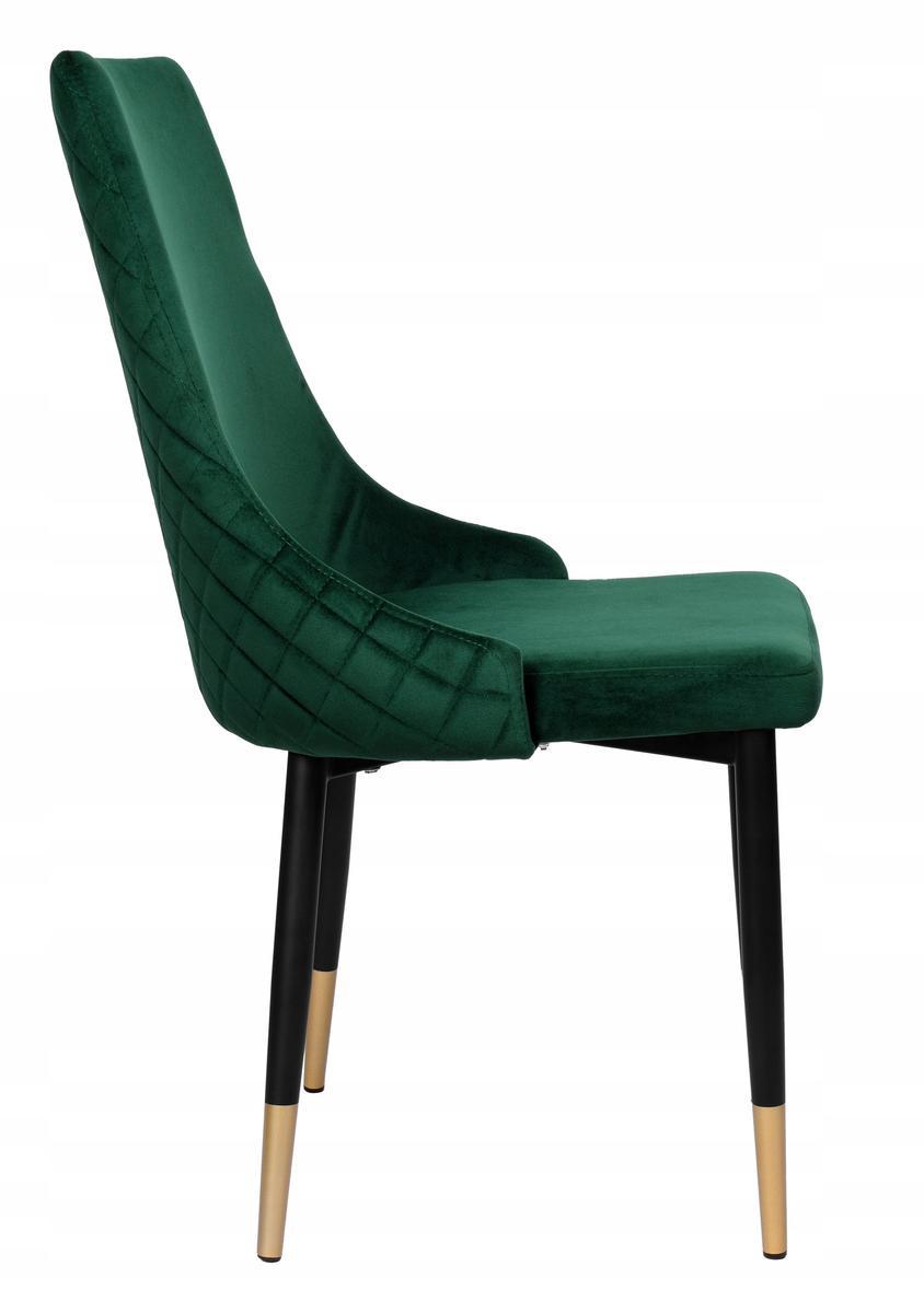 Krzesło tapicerowane Dexter Velvet 48x93x58 cm zielony na czarnych nóżkach do jadalni lub salonu  3 Full Screen