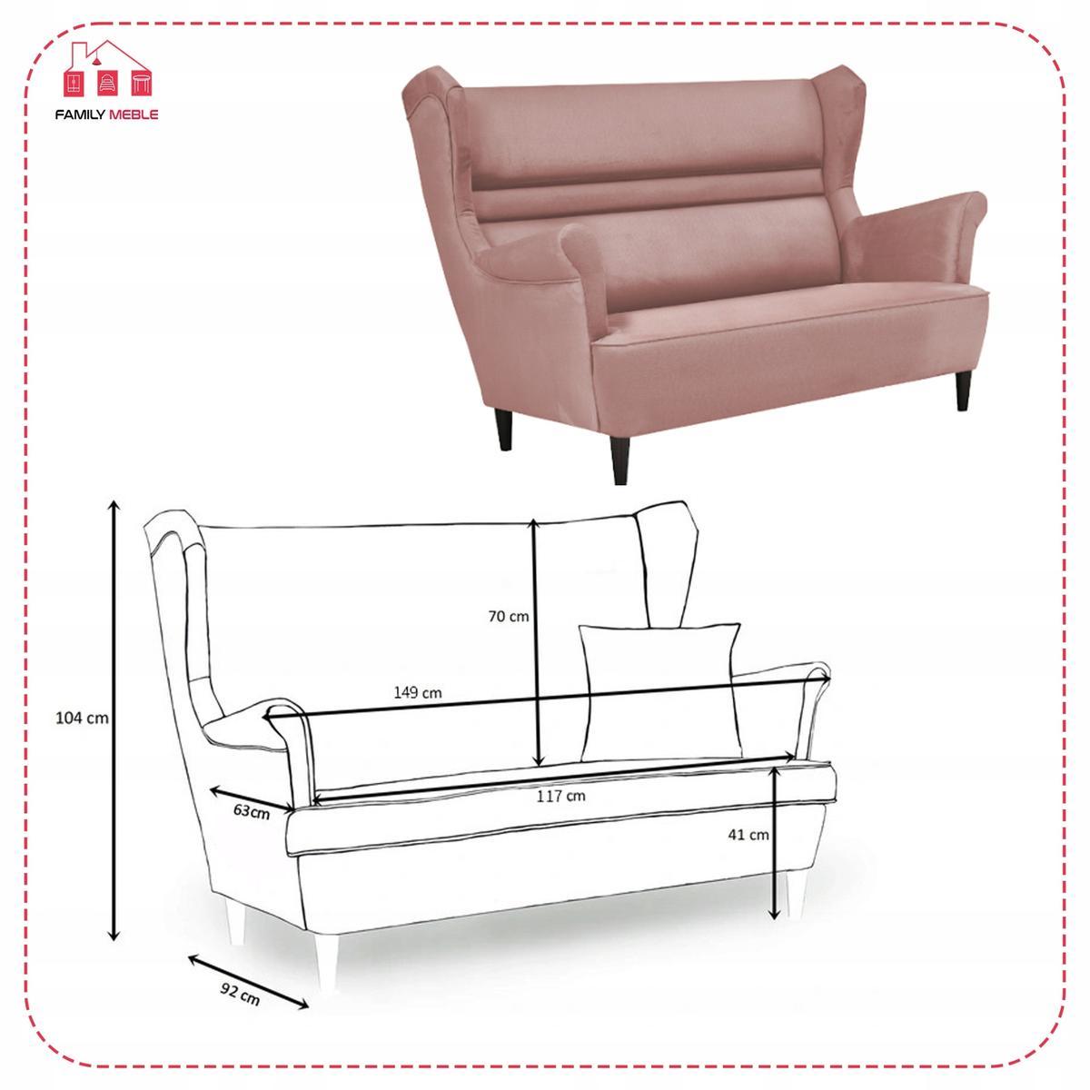 Zestaw wypoczynkowy ZOJA sofa + 2 fotele + 2 podnóżki pudrowy róż do salonu  4 Full Screen