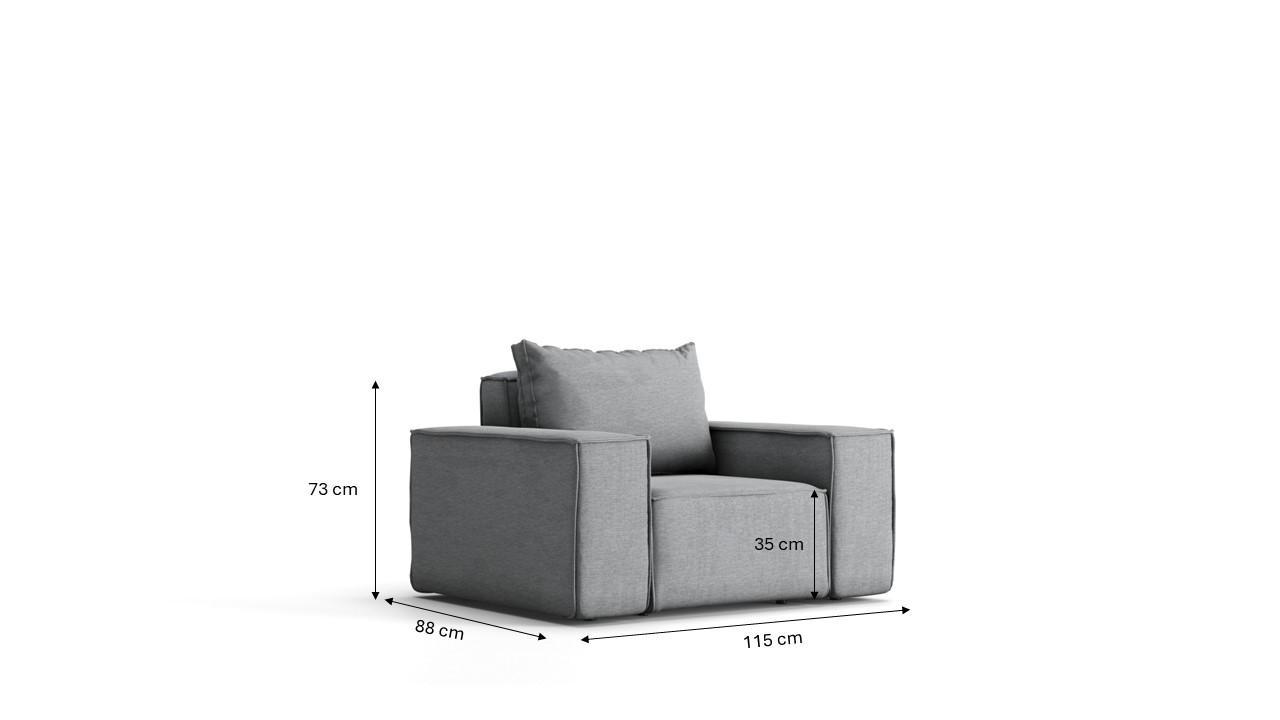 Sofa jednoosobowa SONNE 115x73x88 cm wodoodporna UV do ogrodu + poduszka jasnoszara 4 Full Screen