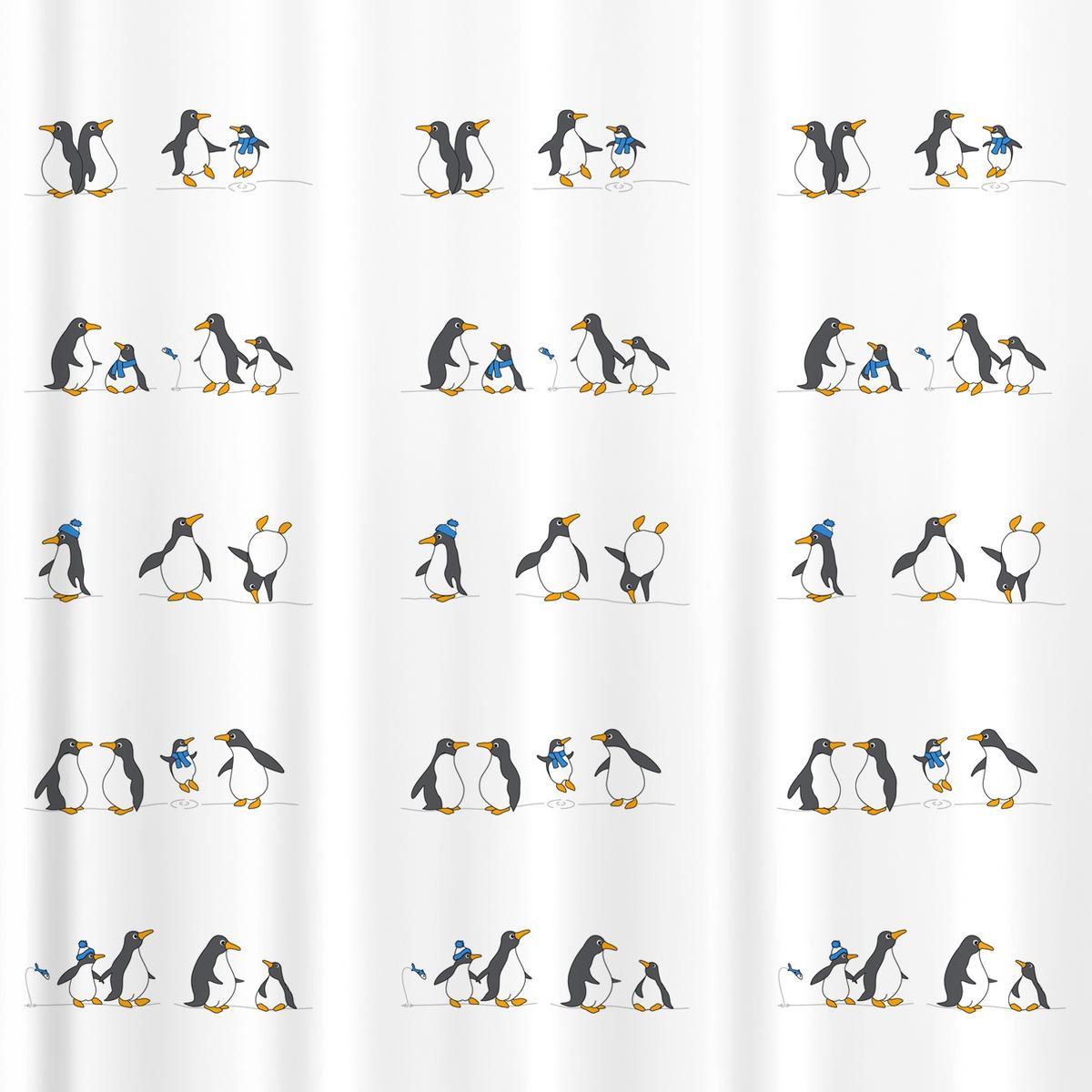 Tatkraft Penguins tekstylna zasłona prysznicowa 1 Full Screen