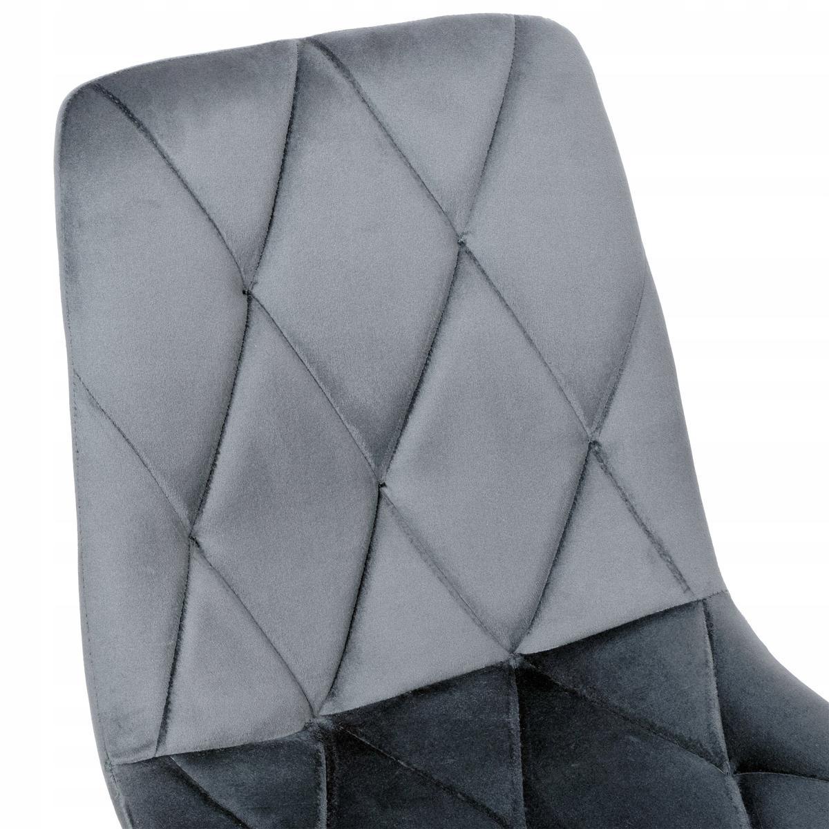 Krzesło welurowe tapicerowane 44x88x56 cm Madison Velvet szare czarne nóżki do jadalni lub salonu  5 Full Screen