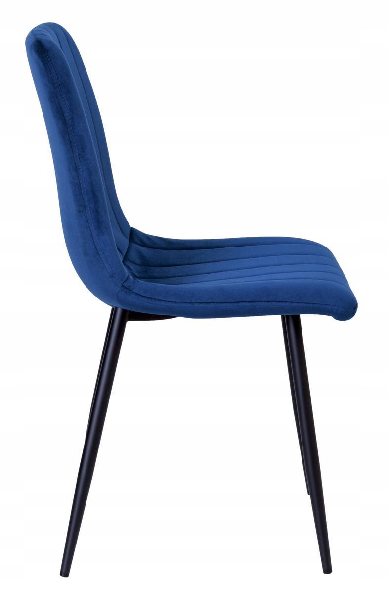 Krzesło FRESNO VELVET 45x89x40 cm tapicerowane niebieski aksamit czarne nóżki do jadalni lub salonu  2 Full Screen