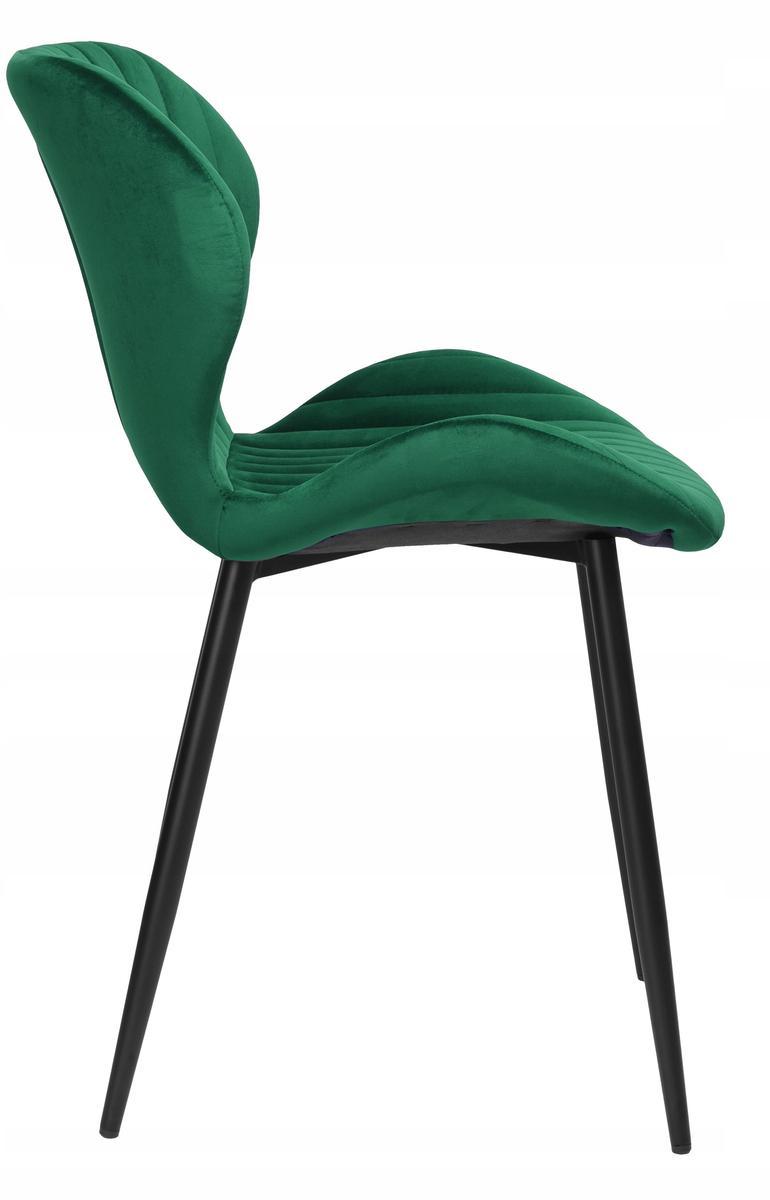 Krzesło welurowe 48x80x47 cm DALLAS VELVET zielone czarne nóżki do jadalni lub salonu  4 Full Screen