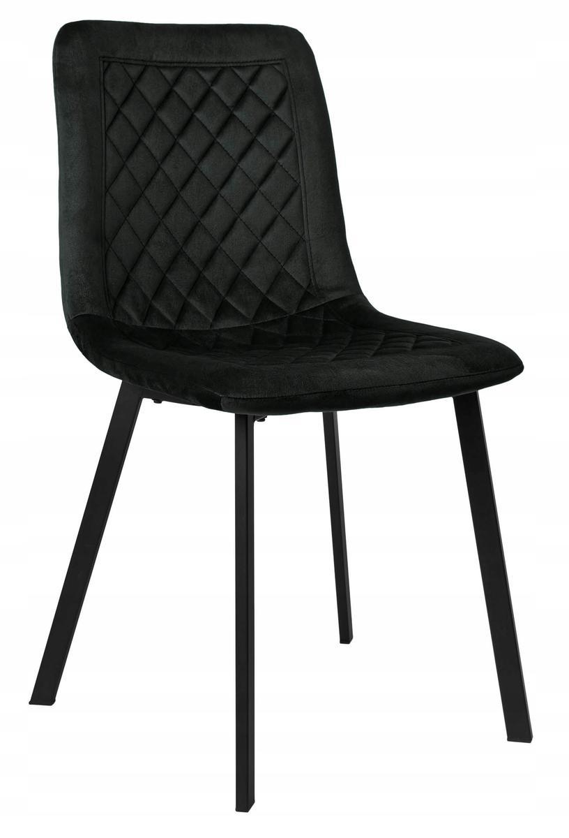 Krzesło welurowe 44x88x41 cm CURTIS VELVET tapicerowane czarny aksamit czarne nóżki do jadalni lub salonu 1 Full Screen