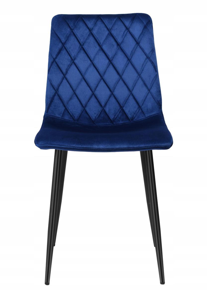Krzesło tapicerowane Dexter Velvet 45x89x54 cm granatowy na czarnych nóżkach do jadalni lub salonu  4 Full Screen