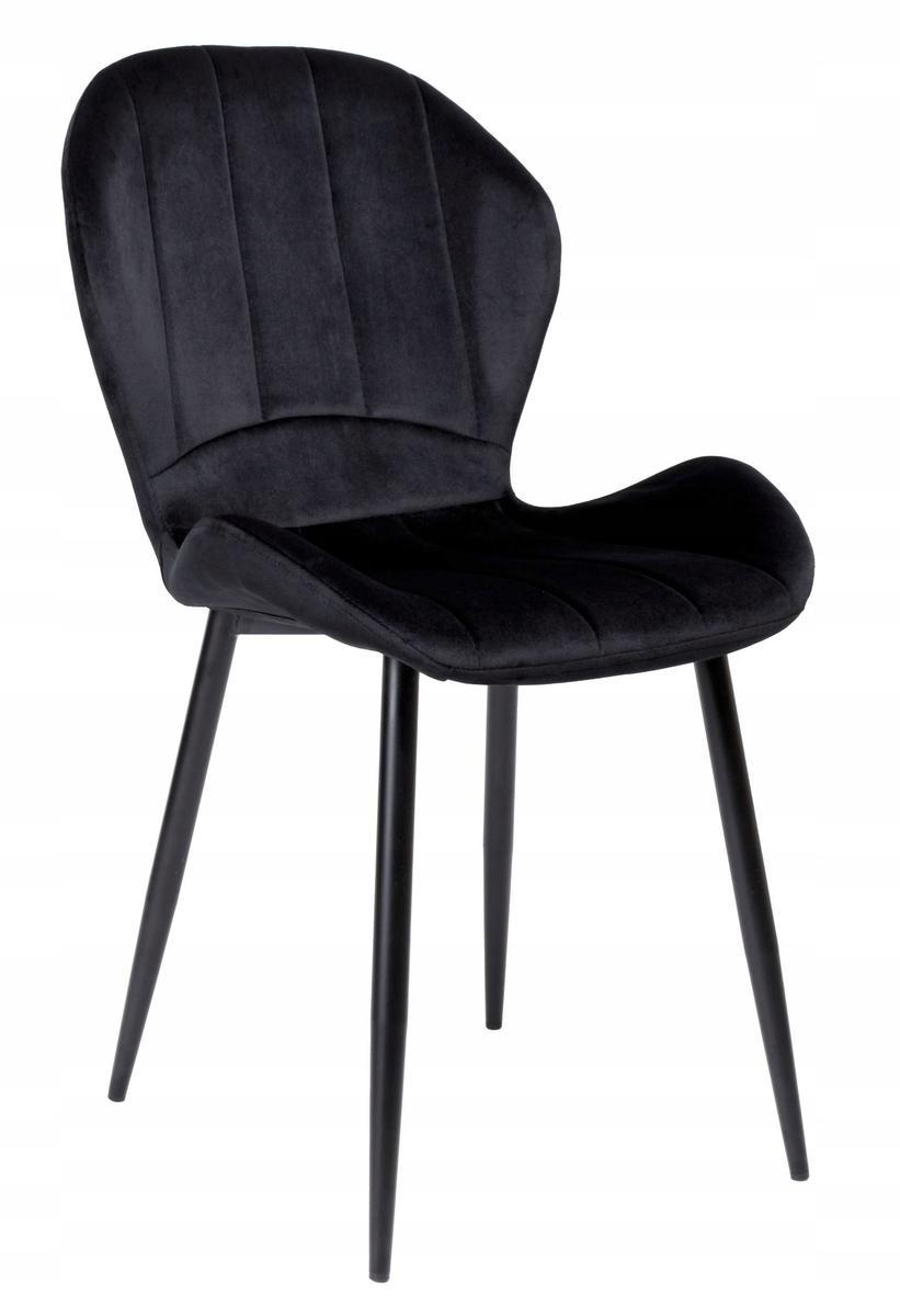 Krzesło welurowe 50x88x57 cm profilowane fotel SHELBY VELVET czarne czarne nóżki do jadalni lub salonu 1 Full Screen