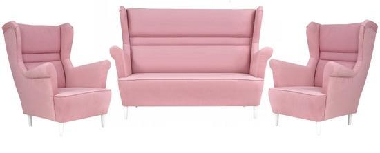 Zestaw wypoczynkowy ZOJA sofa + 2 fotele jasny róż do salonu  0 Full Screen