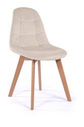 Krzesło tapicerowane 46x87x42 cm skandynawskie drewniane nóżki welurowe VEGAS beżowy