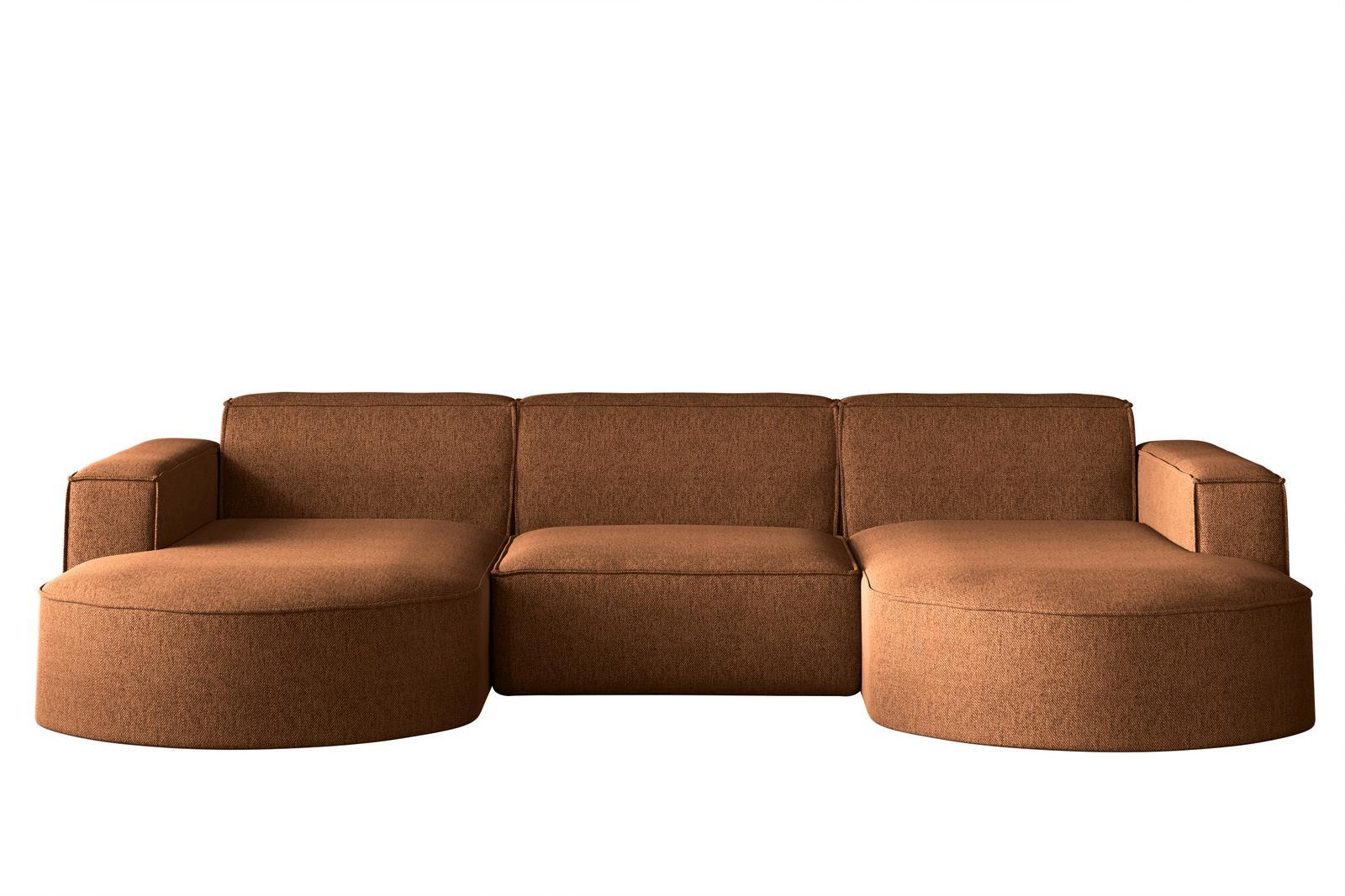 Sofa MODENA STUDIO U 299x78x165 cm w kształcie U bez funkcji spania do salonu NEVE miedziany 0 Full Screen