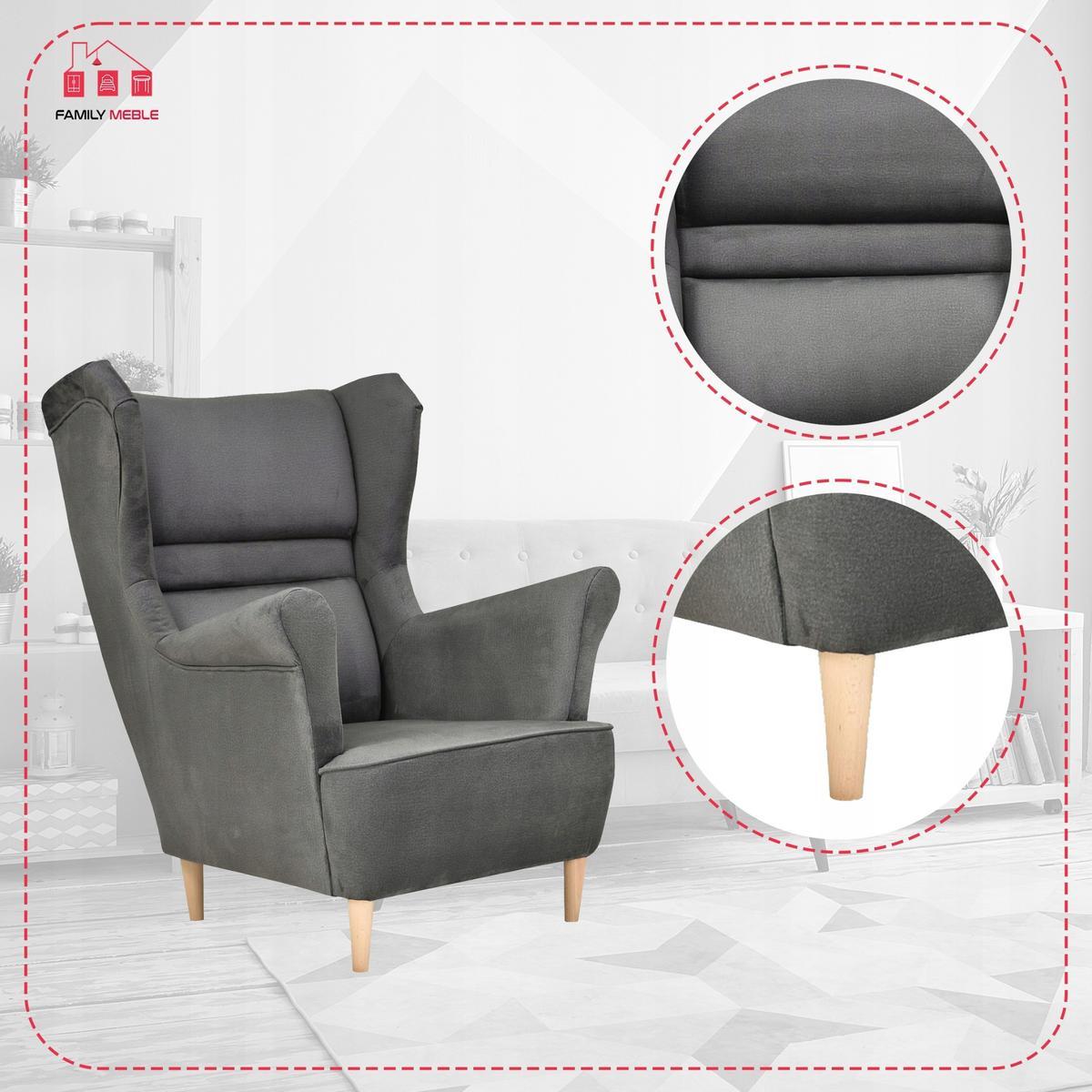 Zestaw wypoczynkowy ZOJA sofa + 2 fotele + 2 podnóżki szare do salonu  3 Full Screen