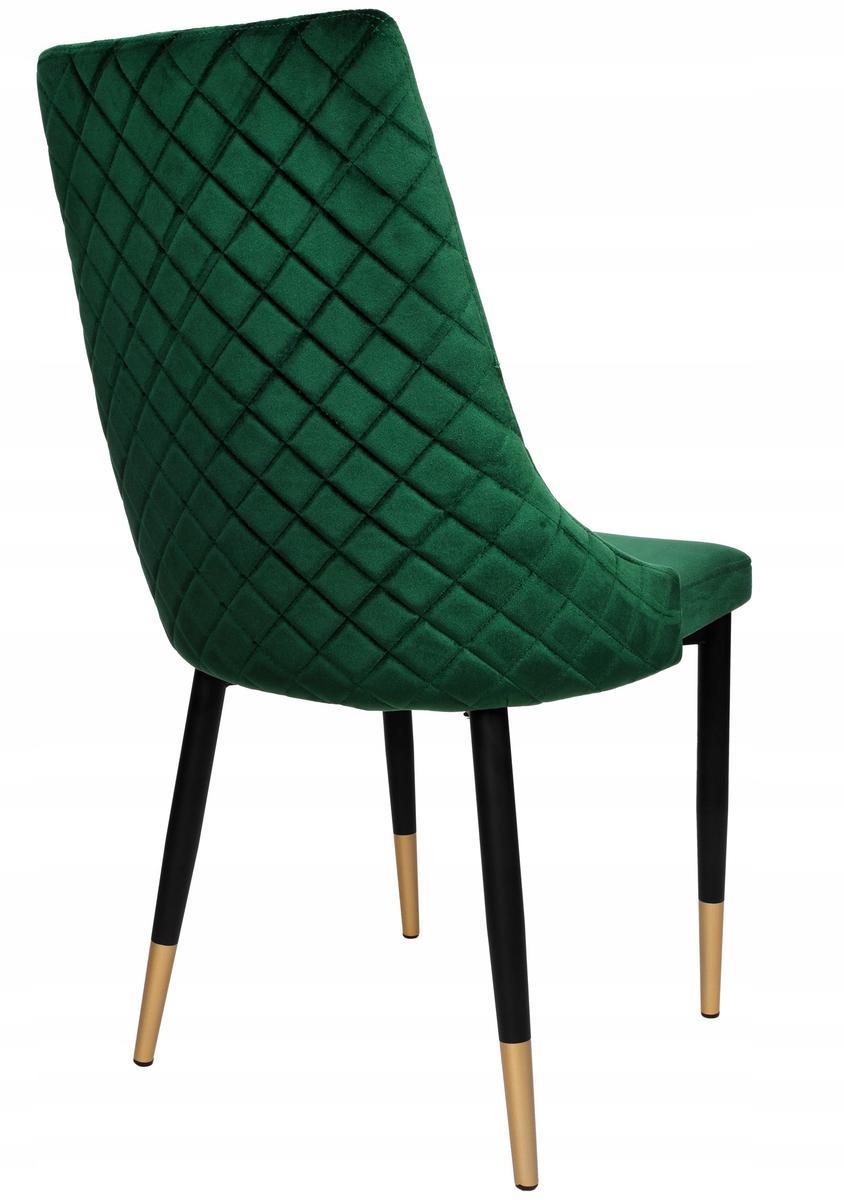 Krzesło tapicerowane Dexter Velvet 48x93x58 cm zielony na czarnych nóżkach do jadalni lub salonu  5 Full Screen