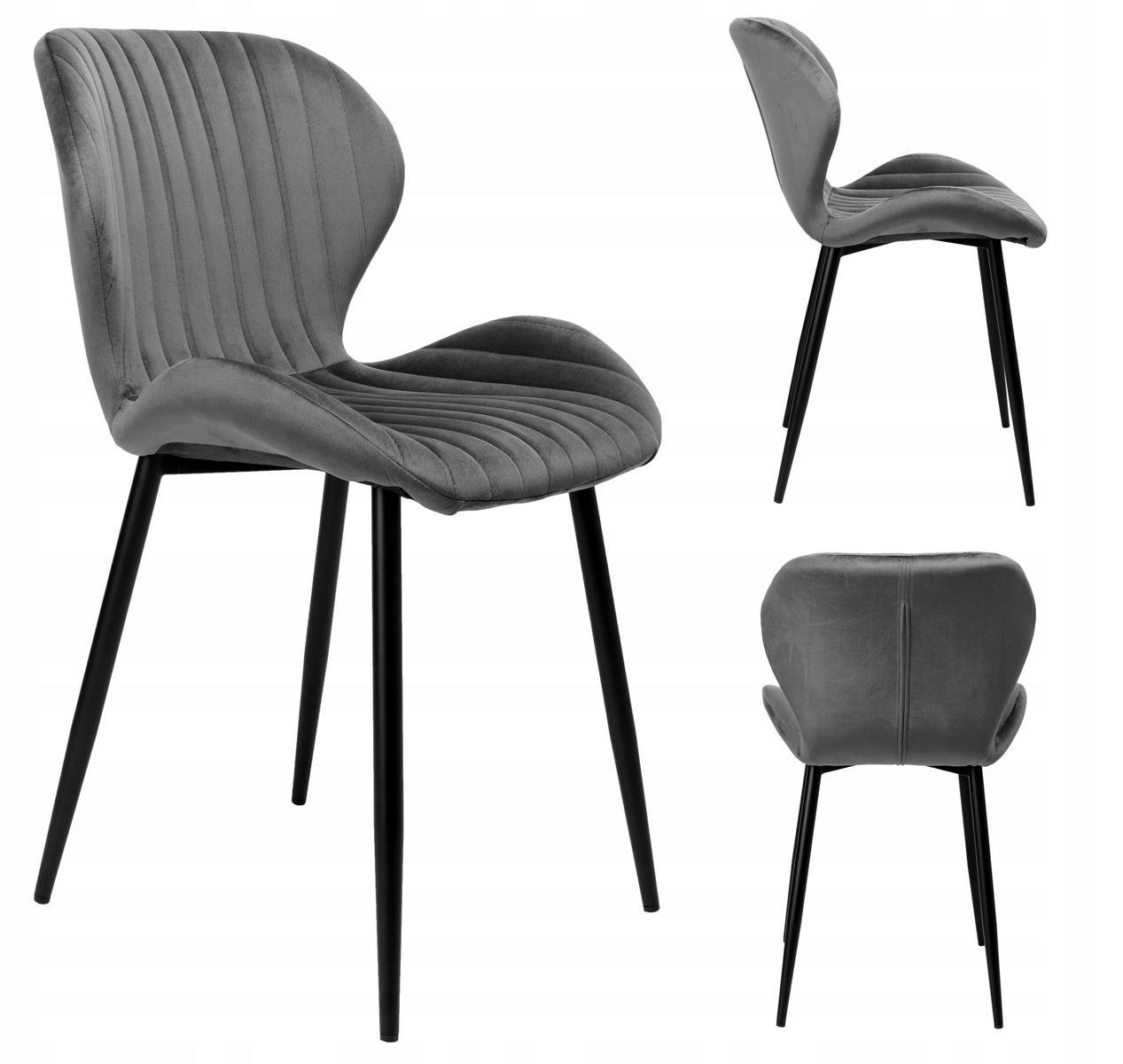 Krzesło welurowe DALLAS VELVET 48x80x47 cm grafitowe czarne nóżki do jadalni lub salonu 0 Full Screen