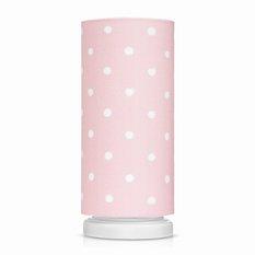 Lampka nocna Lovely Dots 13x32 cm abażur do pokoju dziecięcego różowa drewno olejowane
