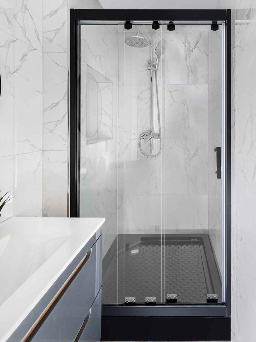 Drzwi wnękowe prysznicowe łazienkowe LOFT 100cm czarne lewe 1 Full Screen
