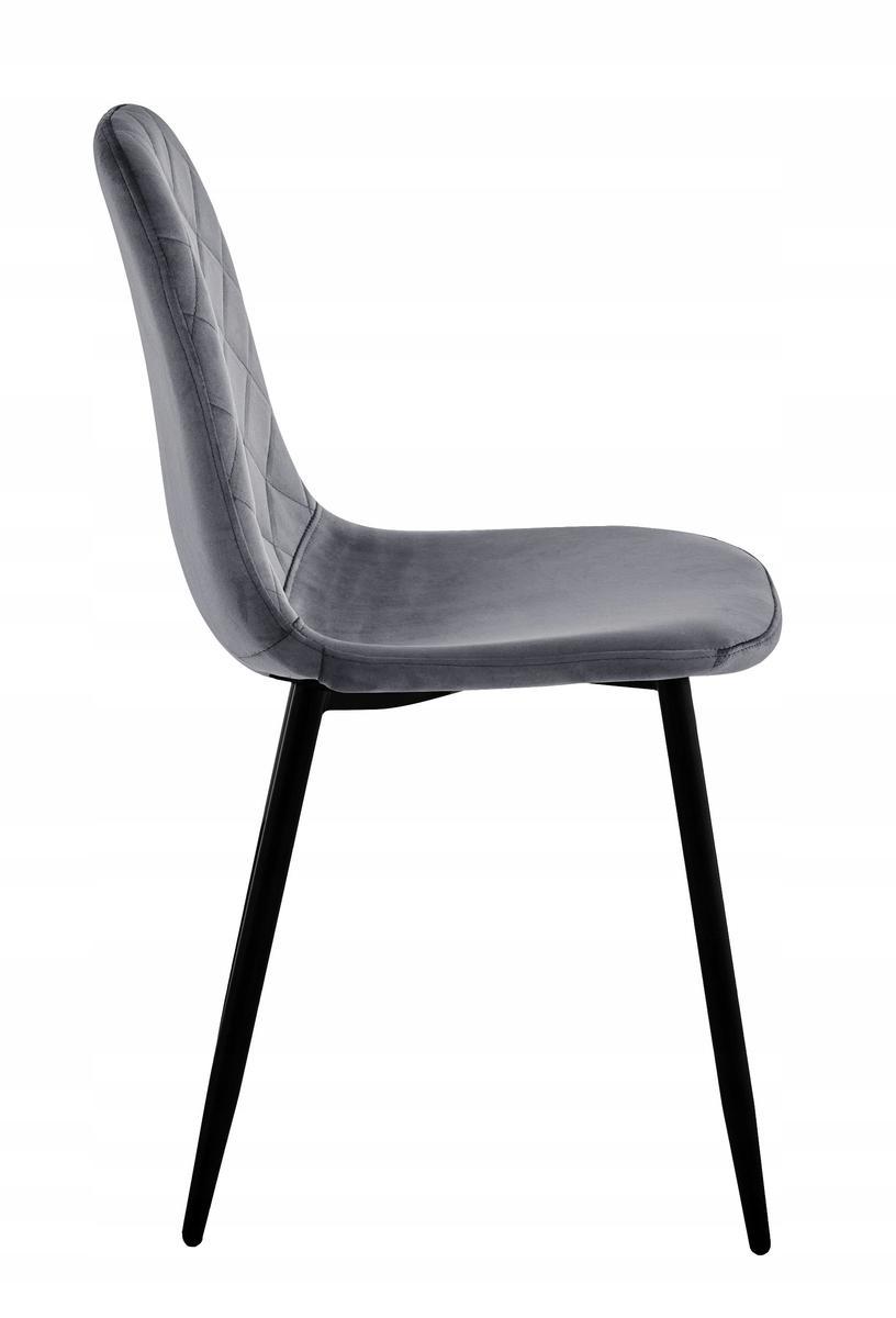 Krzesło welurowe 43x83x52 cm profilowane pikowane Orlando Velvet szare czarne nóżki do jadalni lub salonu  6 Full Screen