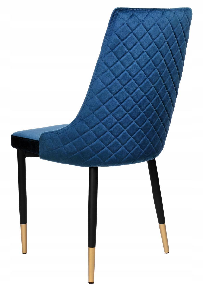 Krzesło tapicerowane Dexter Velvet 48x93x58 cm granatowy na czarnych nóżkach do jadalni lub salonu  4 Full Screen