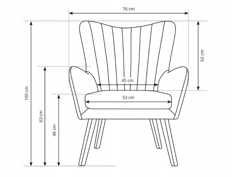 Fotel TED 76x100x78 cm do salonu jasnobrązowy Velluto 3 Full Screen