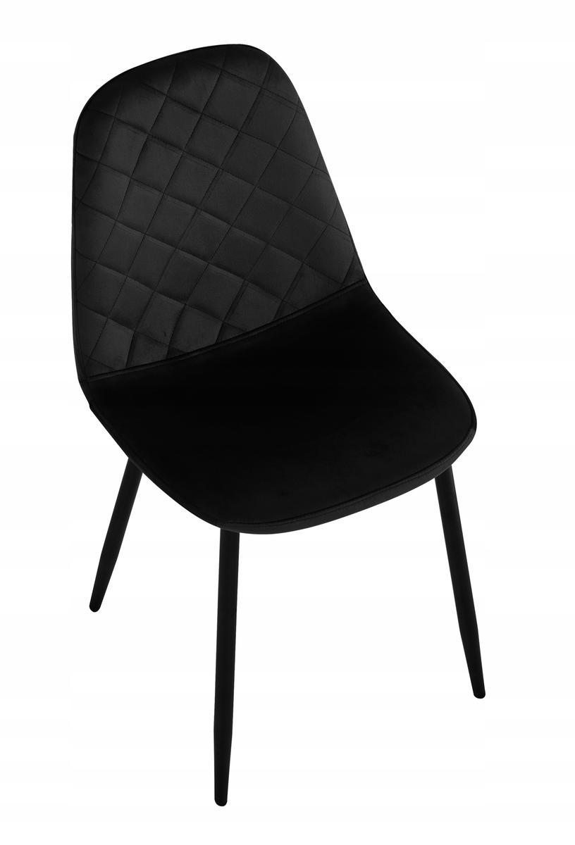 Krzesło welurowe 43x83x52 cm profilowane pikowane Orlando Velvet czarne czarne nóżki do jadalni lub salonu  5 Full Screen